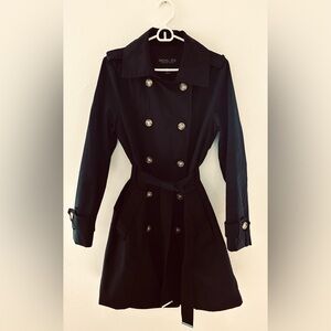 Rachel Zoe Black Double-Breasted Trench Coat, Women’s Large